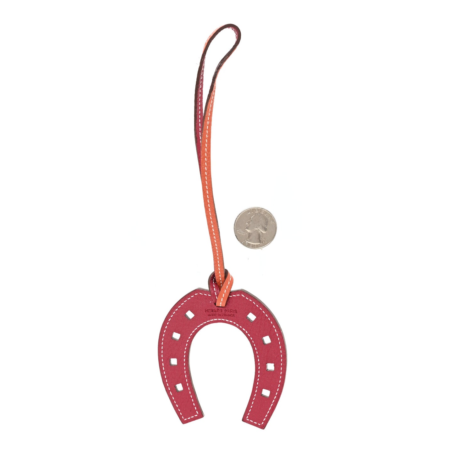Togo Paddock Horseshoe Bag Charm Orange Rouge Grenat