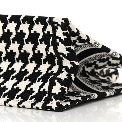 Christian Dior Canvas Houndstooth Embroidered Small Book Tote Black White 10 of 13