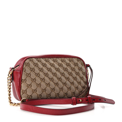 Gucci Monogram Azalea Calfskin Matelasse Diagonal Small GG Marmont Chain Shoulder Bag Beige Ebony New Cherry Red 3 of 11