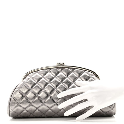 Chanel Metallic Aged Calfskin Quilted Timeless Clutch Silver 2 of 10