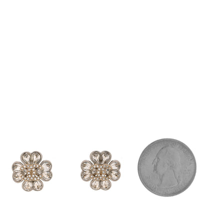 Chanel Metal Crystal CC Clover Heart Earrings Silver Gold 2 of 5