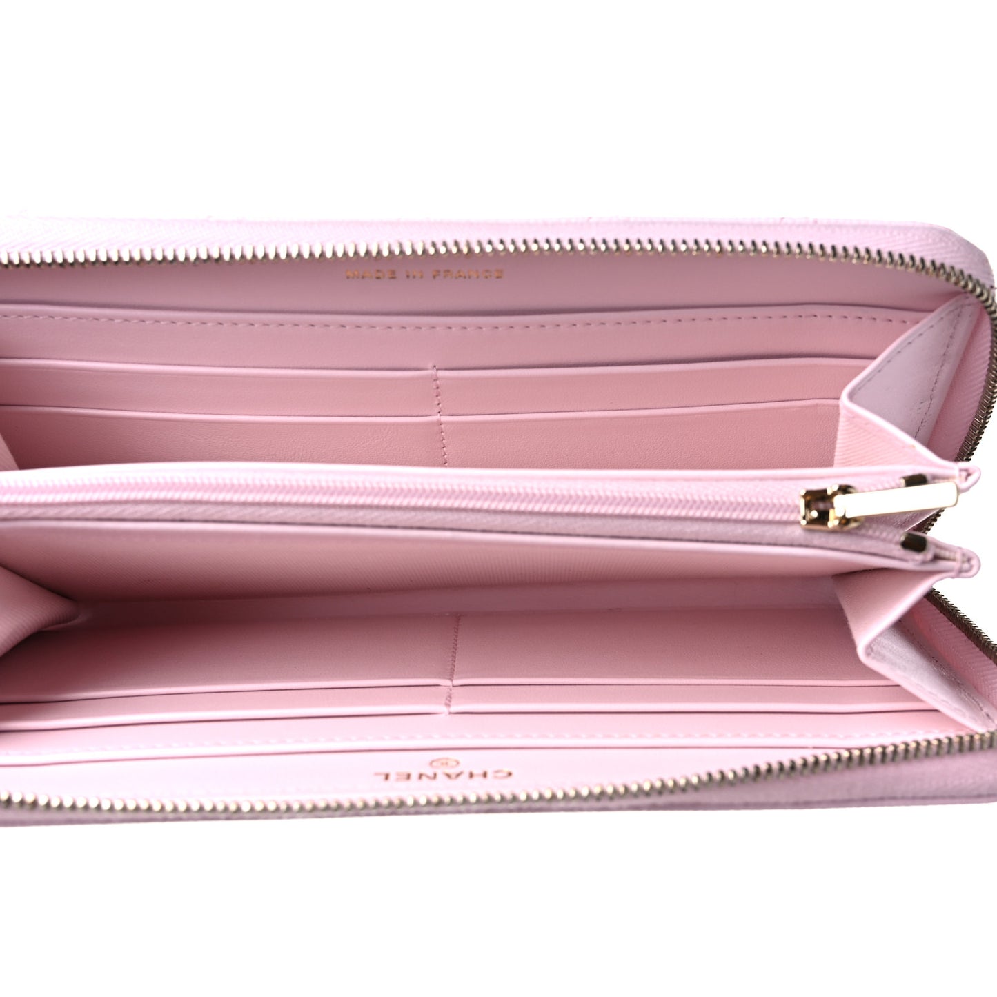 Caviar Quilted Large Gusset Zip Around Wallet Light Pink