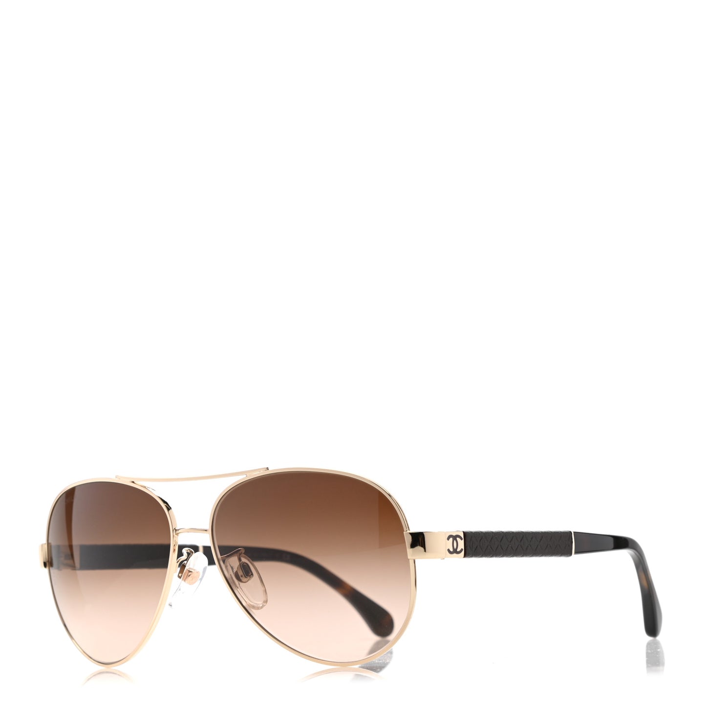 Lambskin Quilted CC Aviator Sunglasses 4195-Q Brown Gold