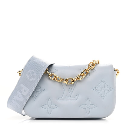 Louis Vuitton Calfskin Bubblegram Wallet On Strap Ice Blue 1 of 11