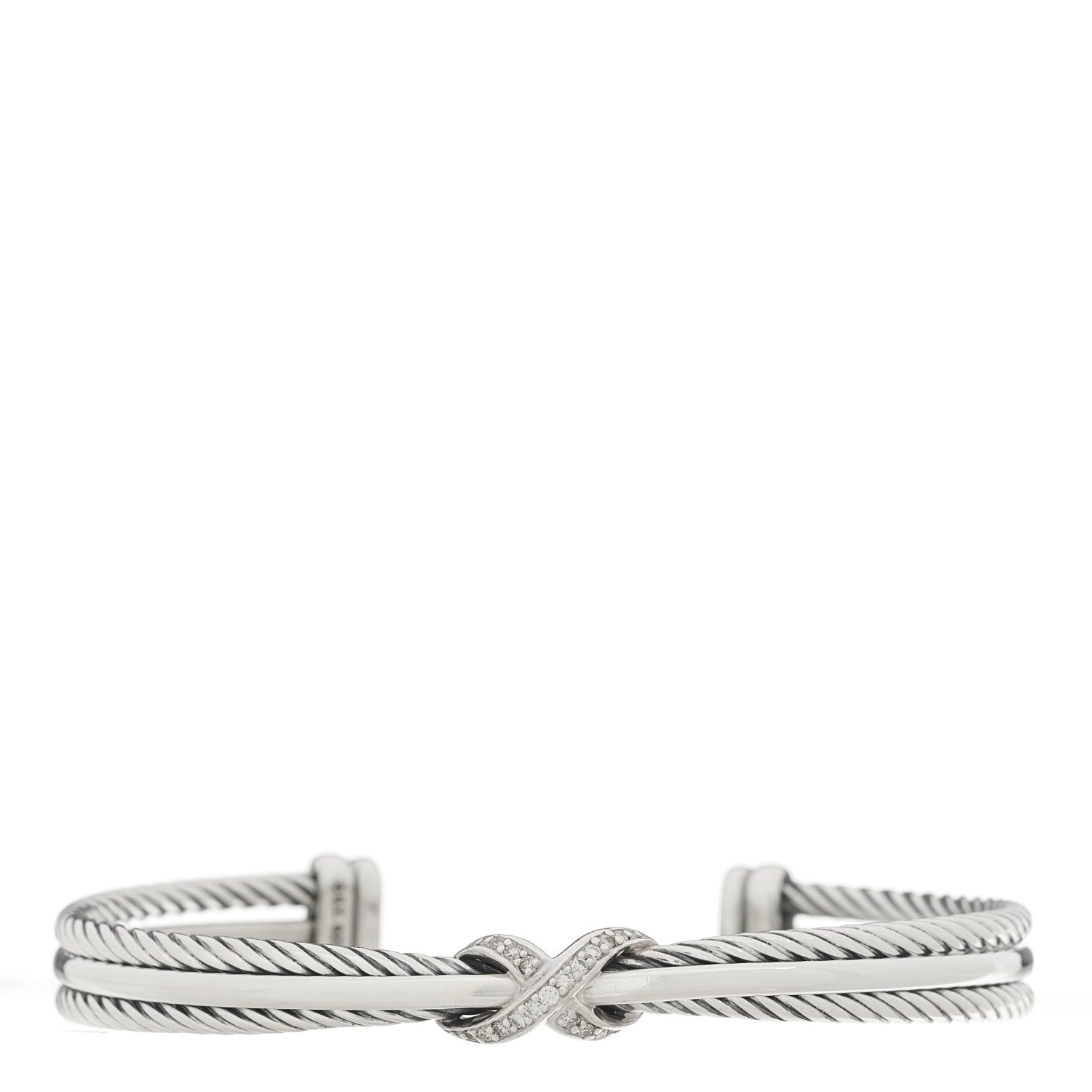 David Yurman Sterling Silver Diamond 7mm Crossover X Bracelet 1 of 3