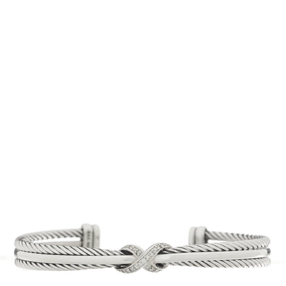 David Yurman Sterling Silver Diamond 7mm Crossover X Bracelet 1 of 3