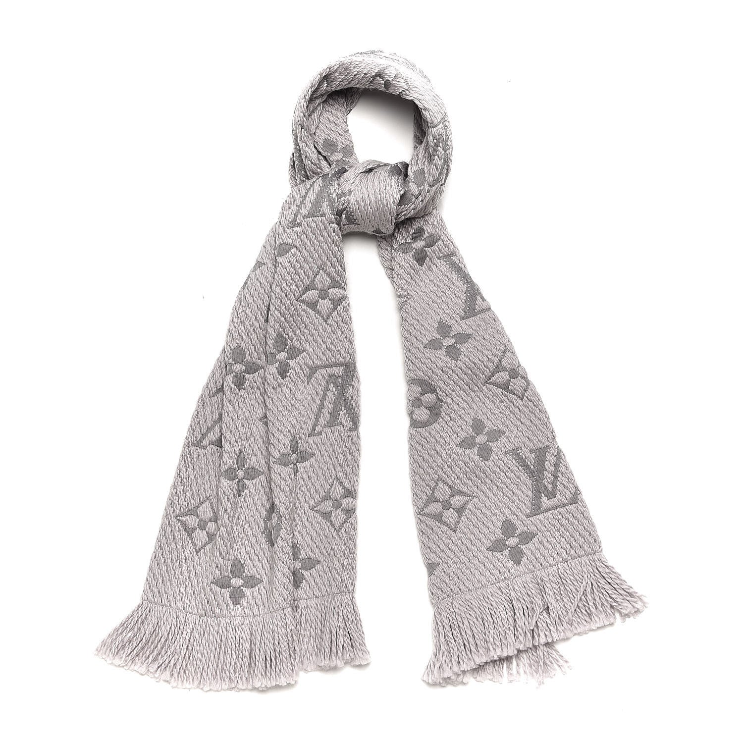 Louis Vuitton Wool Silk Logomania Scarf Pearl Grey 1 of 4