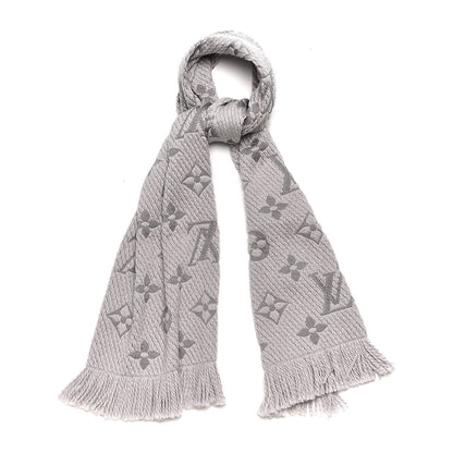 Louis Vuitton Wool Silk Logomania Scarf Pearl Grey 1 of 4