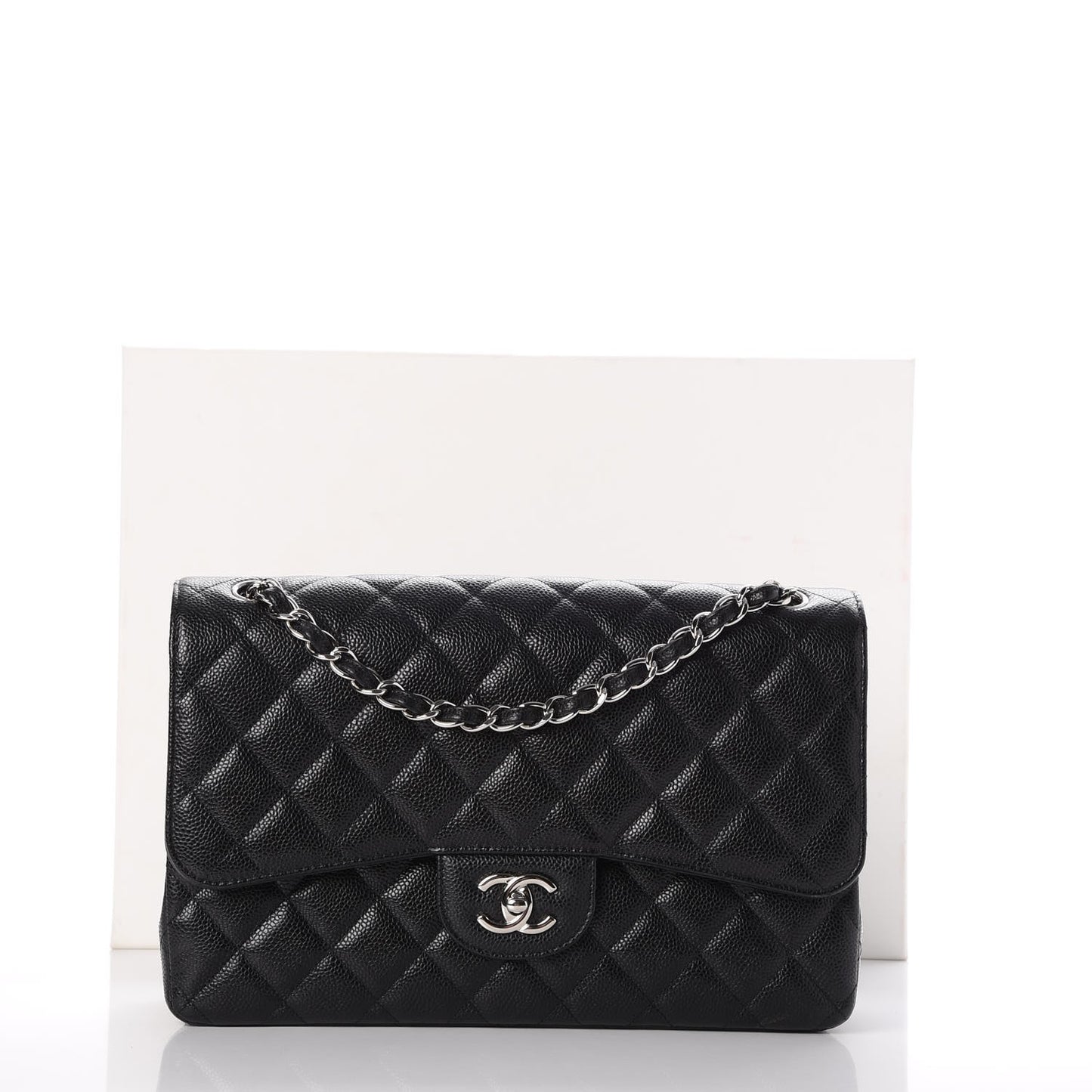 Caviar Quilted Jumbo Double Flap Black
