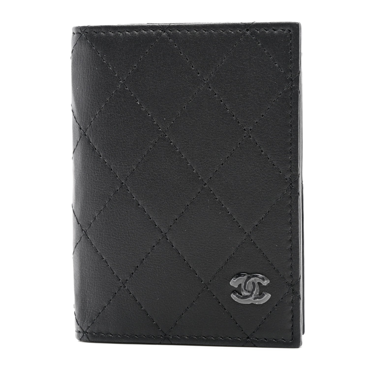 Chanel Grained Calfskin Quilted Card Holder Wallet So Black 1 of 8