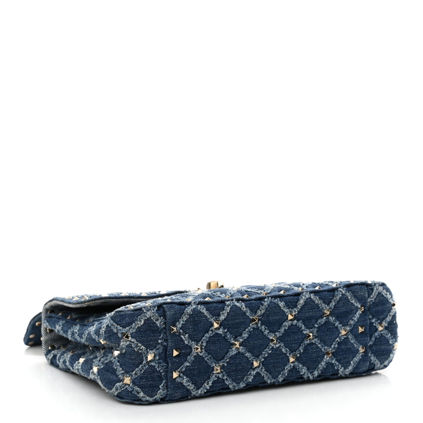 Denim Medium Rockstud Spike Shoulder Bag Denim