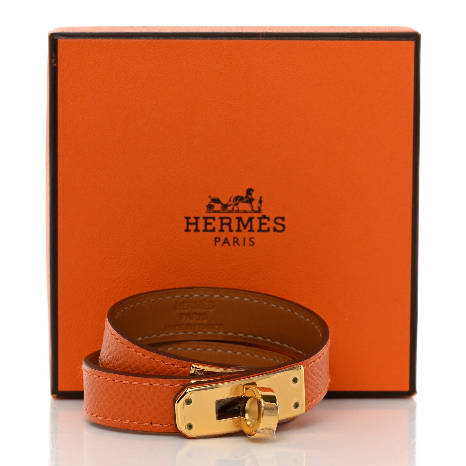Hermes Epsom Kelly Double Tour Bracelet XS Orange 7 of 7