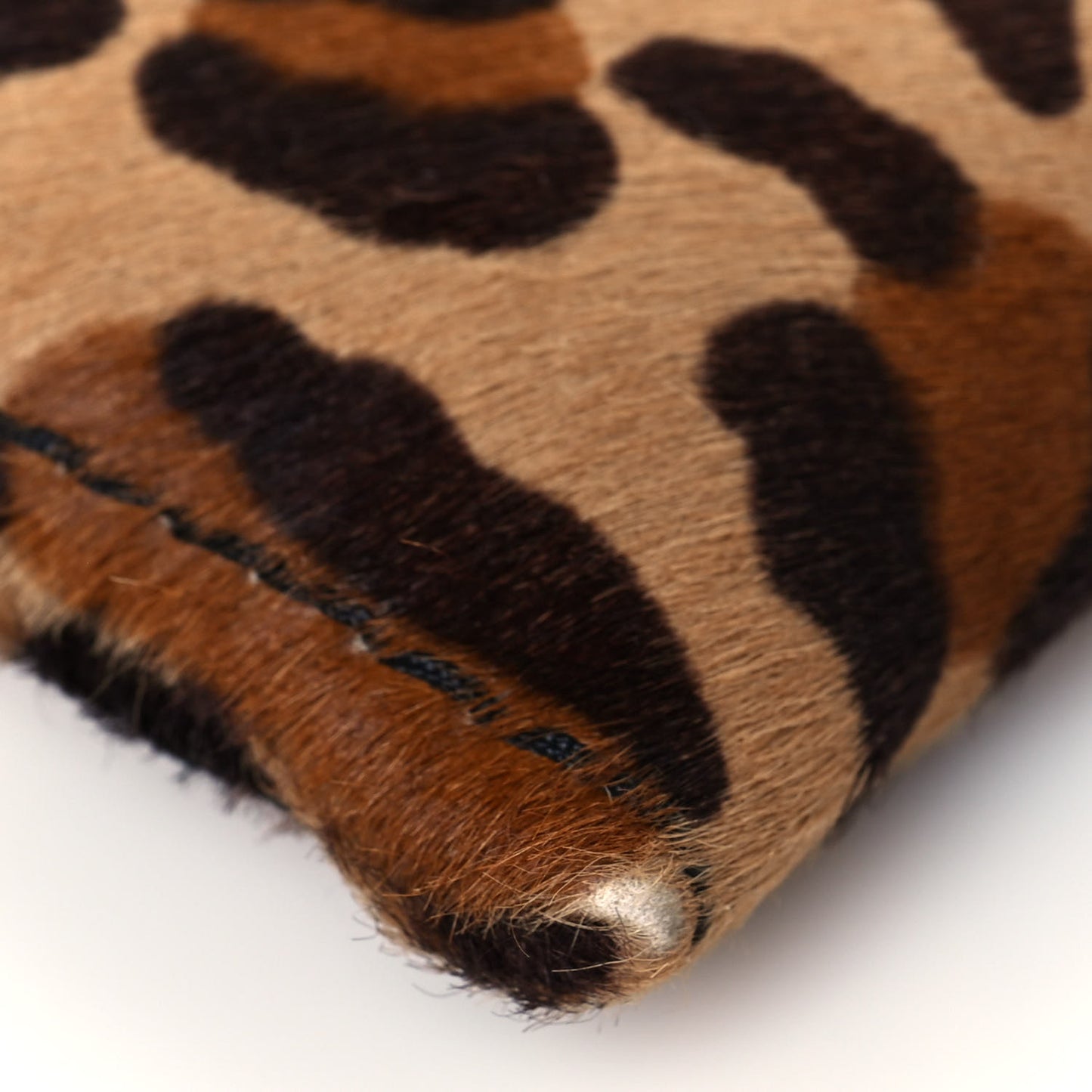 Calf Hair Leopard Print Pushlock Envelope Clutch Miele