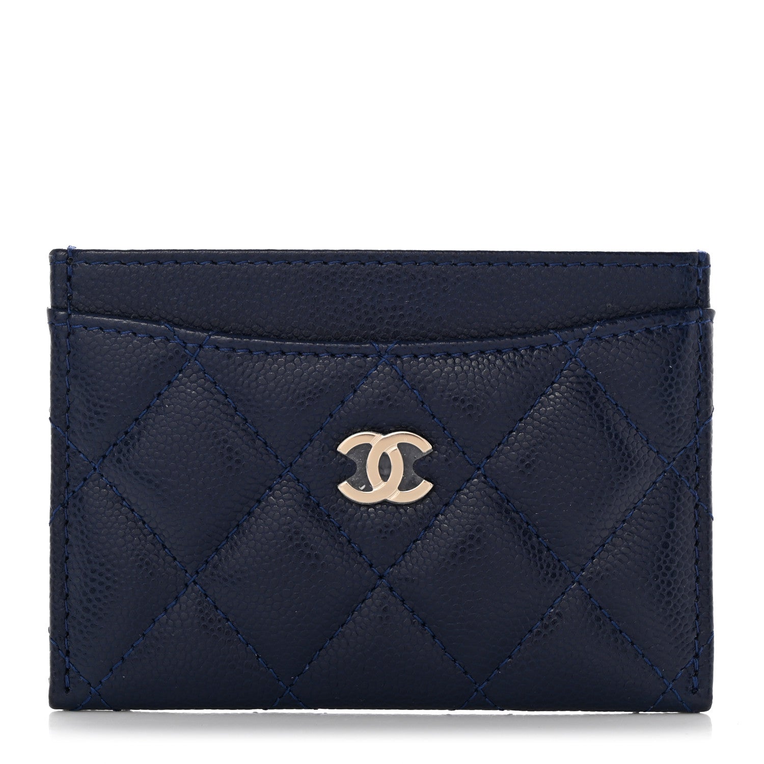 Chanel Caviar Quilted Card Holder Navy 1 of 9