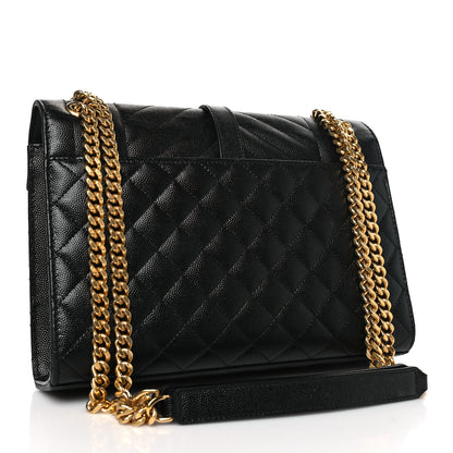 Saint Laurent Grain De Poudre Textured Mixed Matelasse Triquilt Medium Monogram Satchel Black 3 of 9
