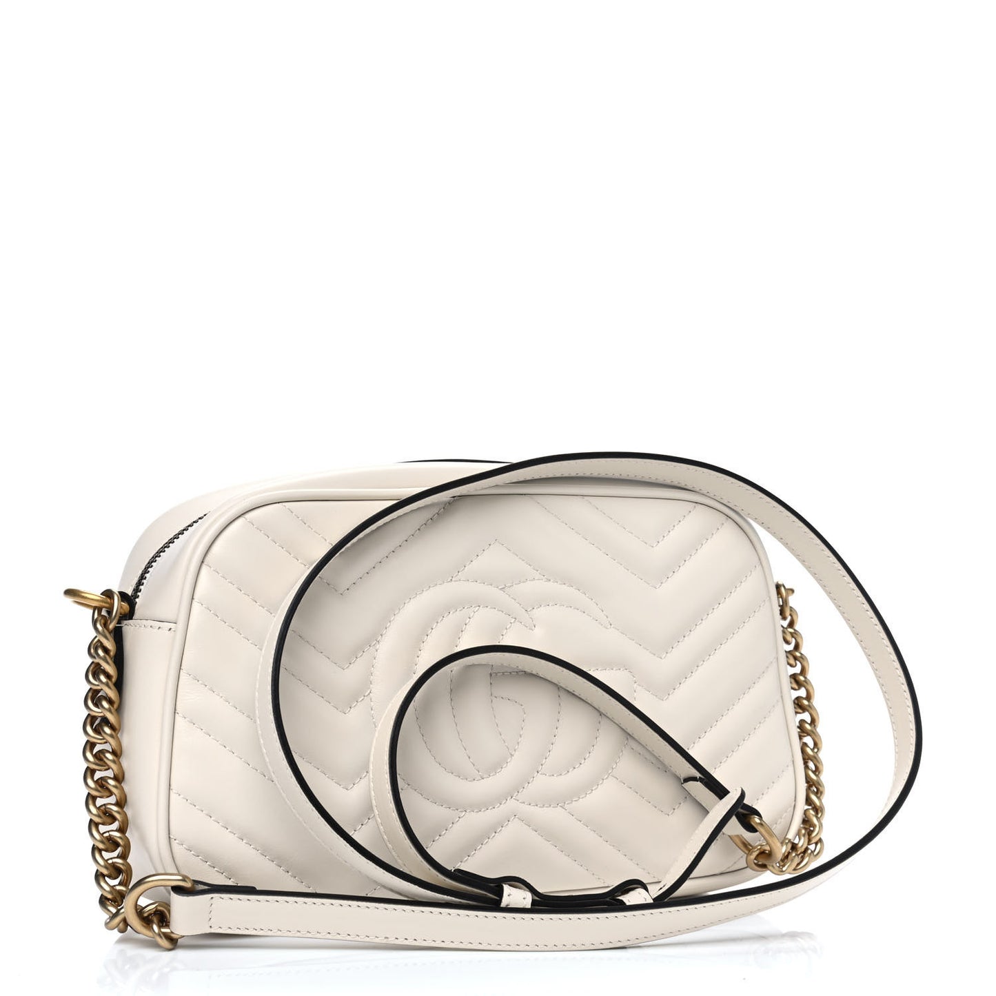 Calfskin Matelasse Small GG Marmont Chain Shoulder Bag White