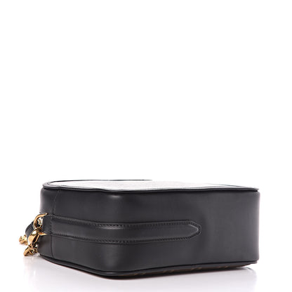 Fendi Glazed Fabric Vitello Century FF 1974 Stamp Patch Camera Case Mogano Panna Black 4 of 10