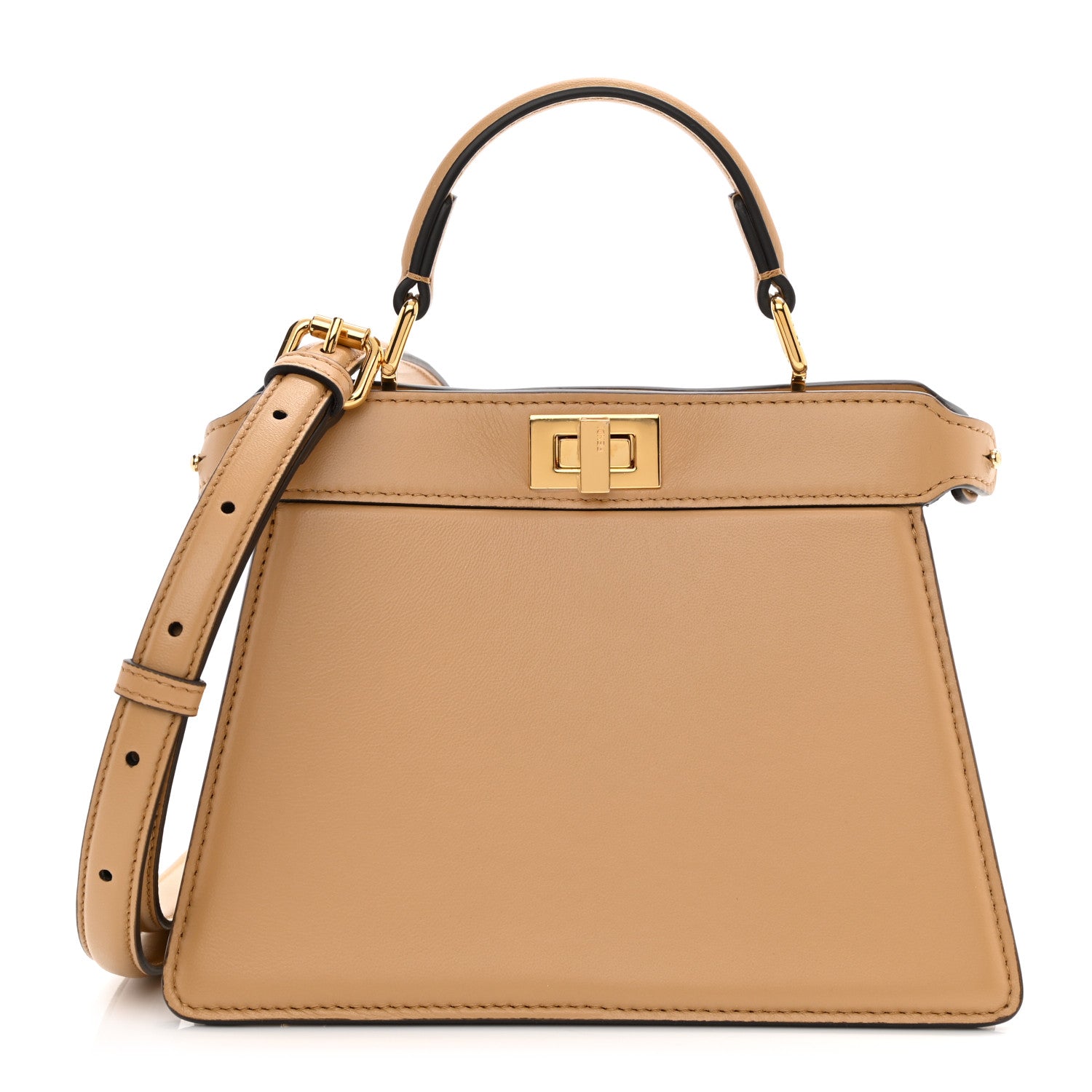 Fendi Shiny Nappa Petite Peekaboo I SEE U Satchel Miele Scuro 1 of 15