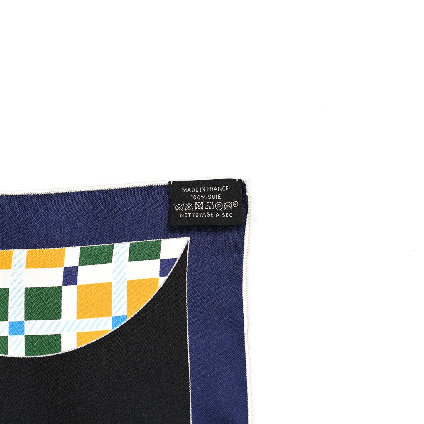 Silk Balade Ecossaise Scarf 90 Black Bleu Jaune D'or