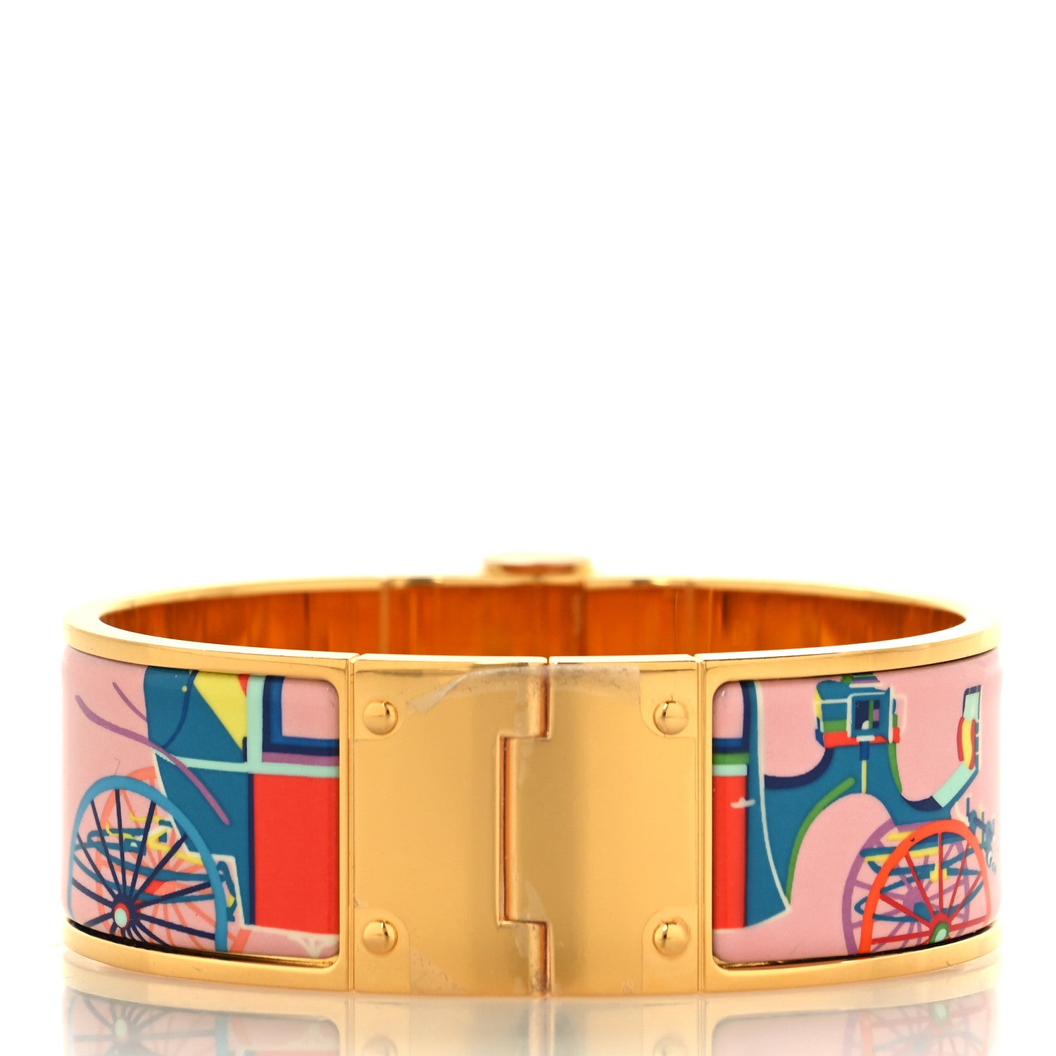 Hermes Enamel Printed Wide Hinged Bracelet S 3 of 5