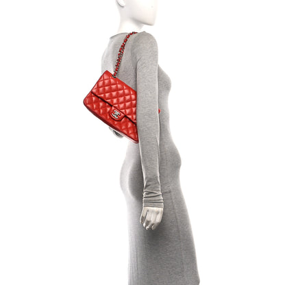 Chanel Lambskin Quilted Medium Double Flap Red 2 of 10