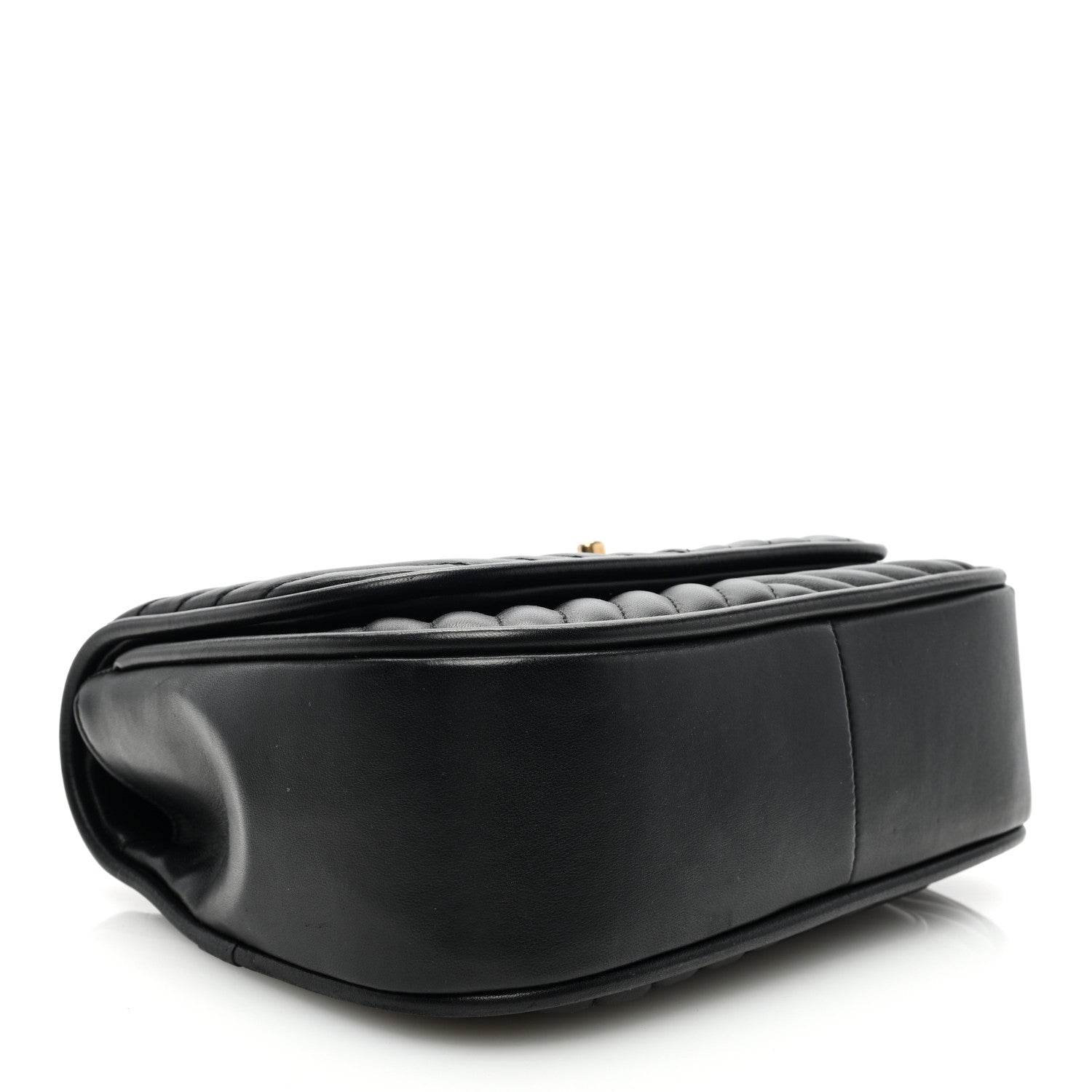 Chanel Lambskin Reverse Chevron Quilted Round Top Handle Flap Black 4 of 10