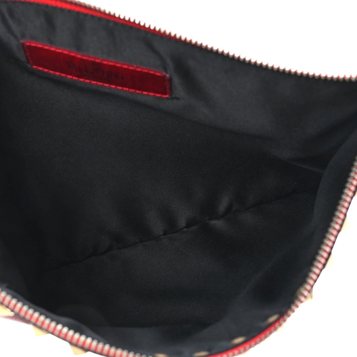 Vitello Large Rockstud Zip Pouch Red