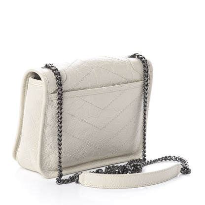 Saint Laurent Crinkled Calfskin Matelasse Monogram Niki Chain Wallet Crema Soft 2 of 7