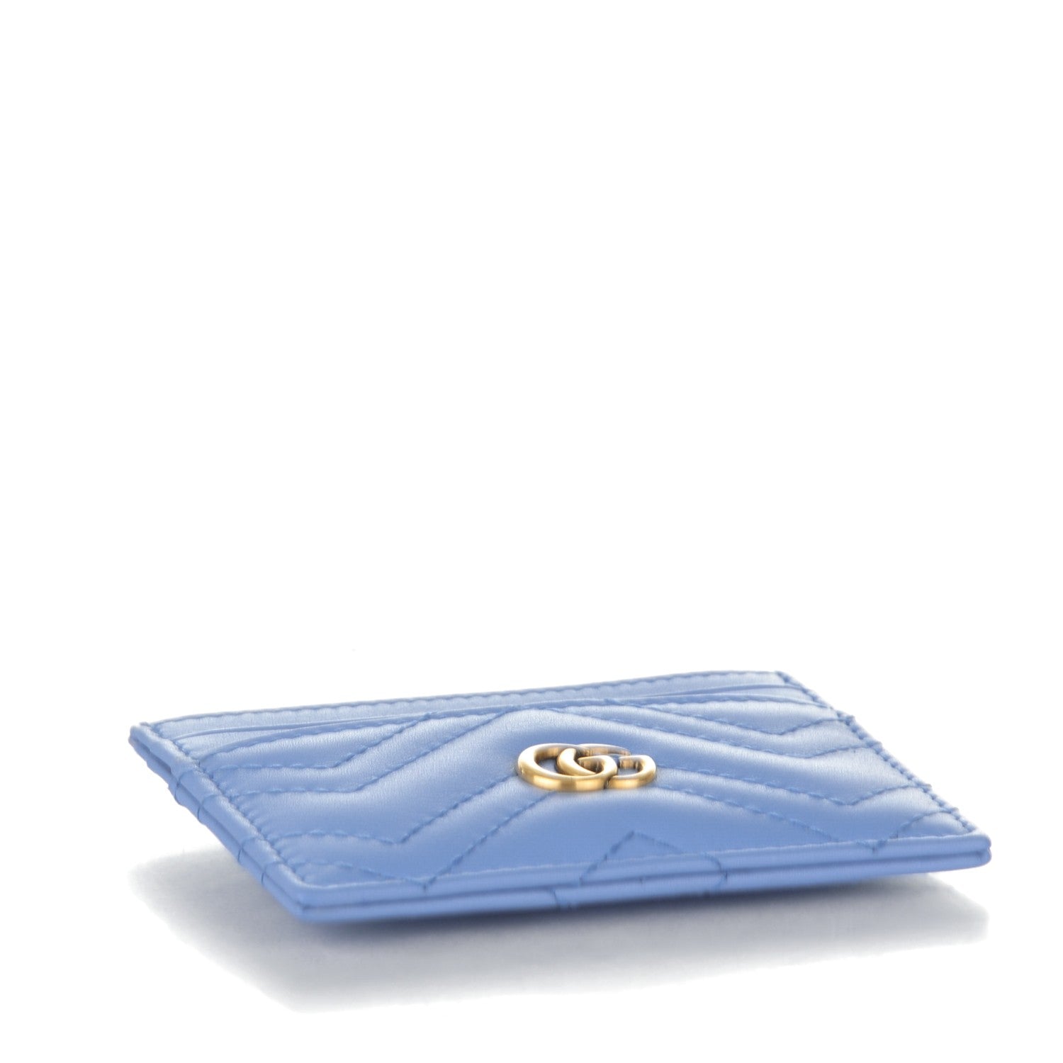 Gucci Calfskin Matelasse GG Marmont Card Holder Clear Sky Blue 4 of 6