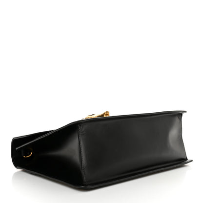 Gucci Glossy Calfskin Snakeskin Beetle Print Large Fox Broche Bamboo Top Handle Bag Black 4 of 10