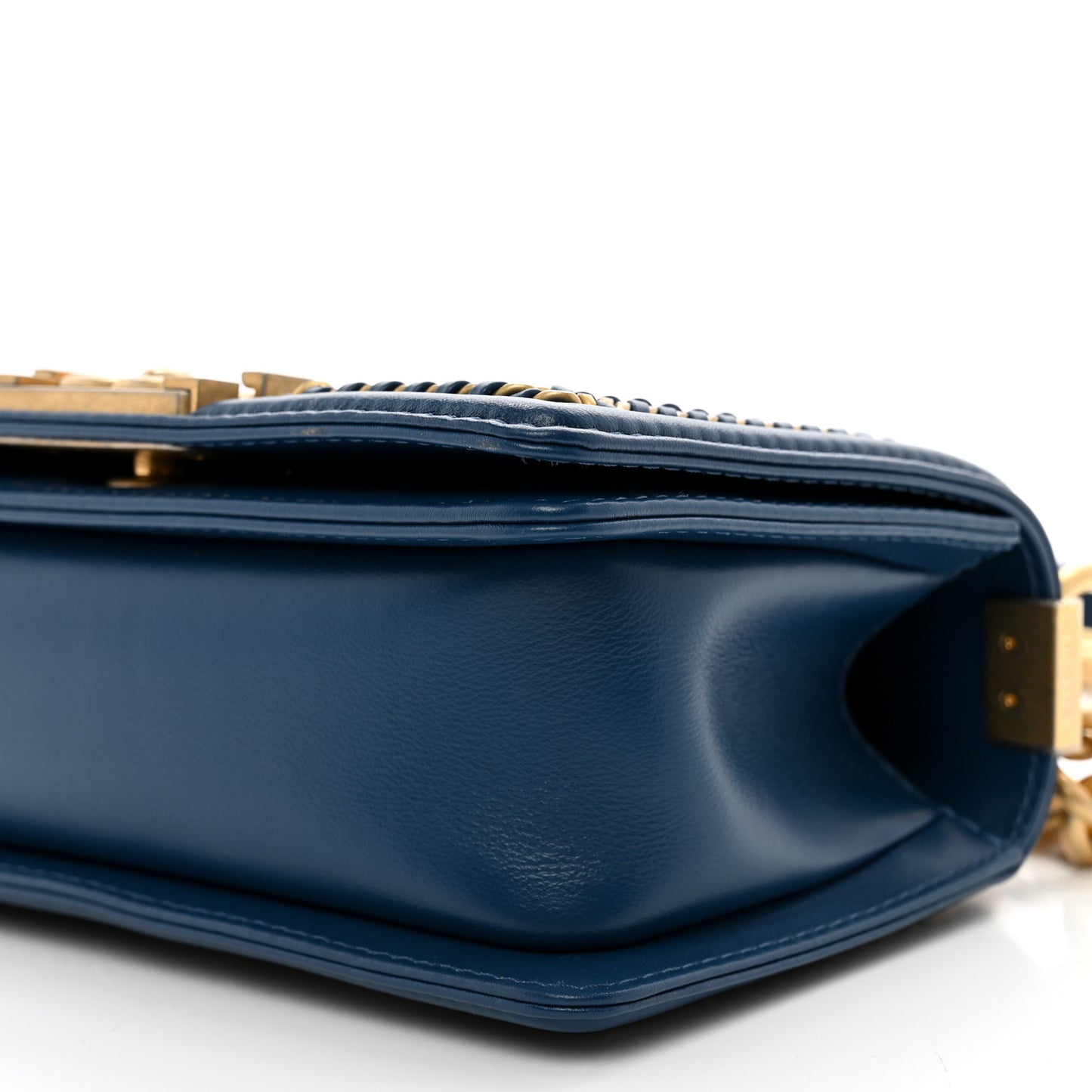 Lambskin Quilted Small Top Handle Boy Flap Navy