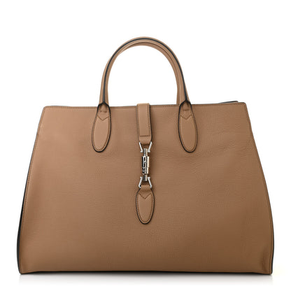 Gucci Soft Calfskin Medium Jackie Top Handle Bag Classic Camel 1 of 13