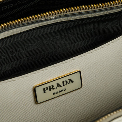 Prada Saffiano Lux Colorblock Medium Galleria Double Zip Tote Black Talco 8 of 8