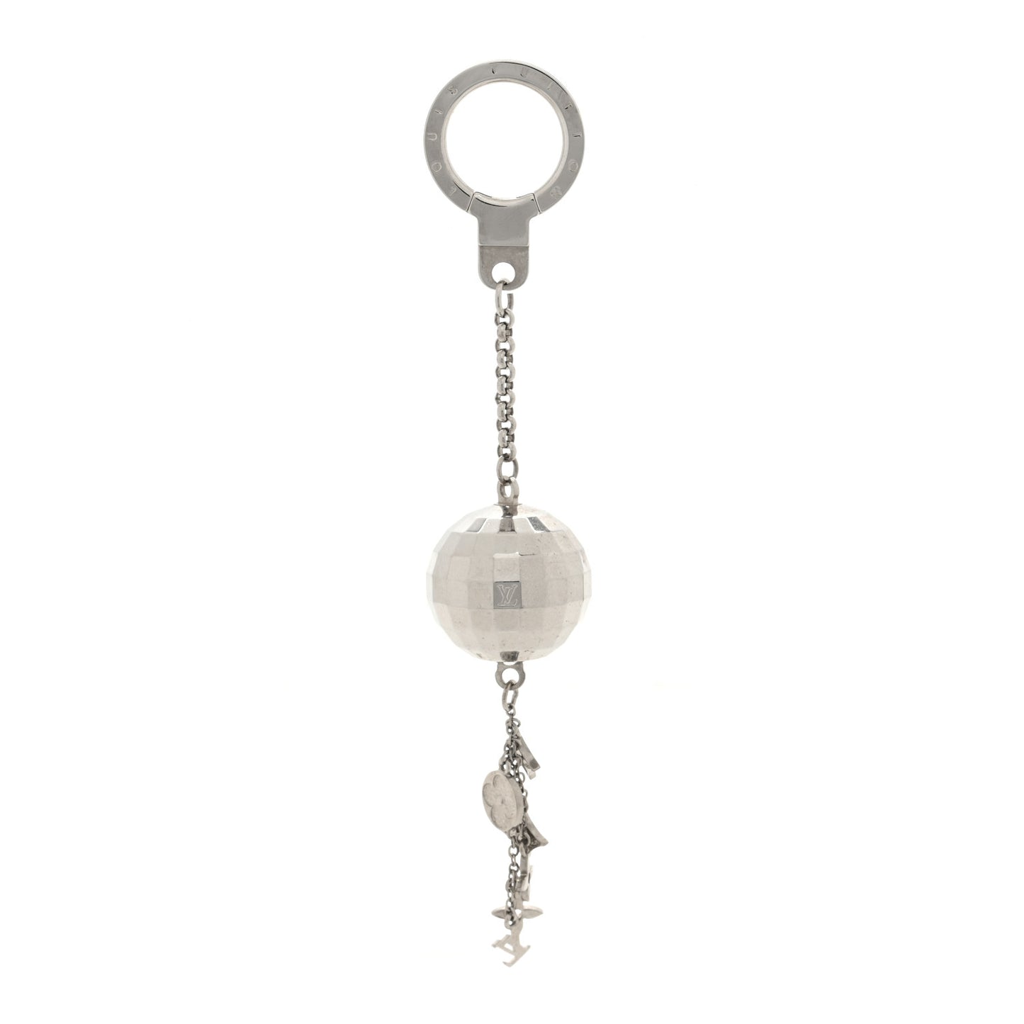 Mirror Ball Disco Key Holder Chain Ring Silver