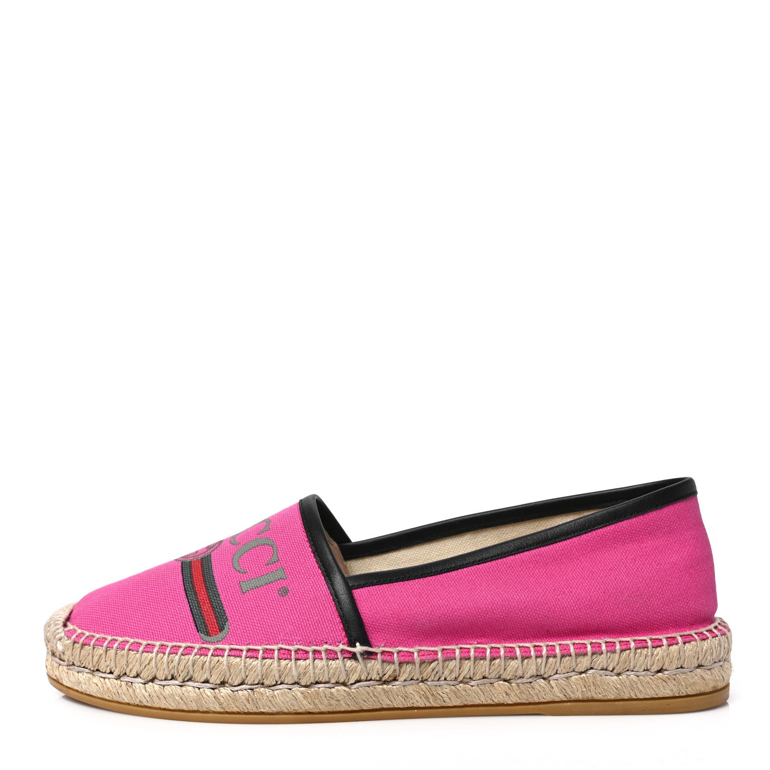 Gucci Canvas Logo Espadrilles 38.5 Cyclamen Rose Black 1 of 8