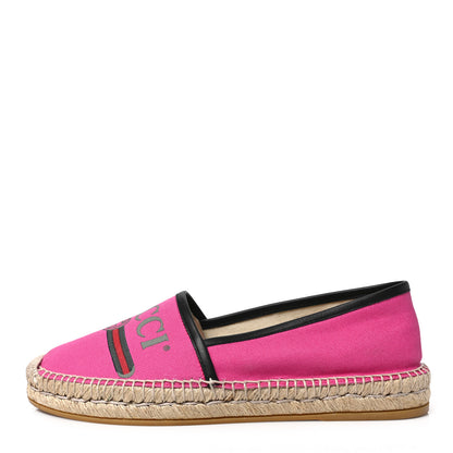 Gucci Canvas Logo Espadrilles 38.5 Cyclamen Rose Black 1 of 8