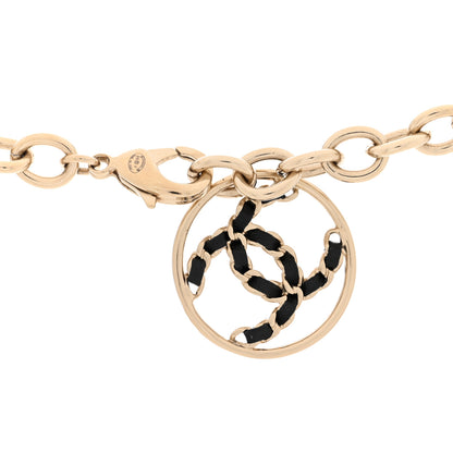 Chanel Lambskin Chain Logo Short Necklace Gold Black 4 of 5