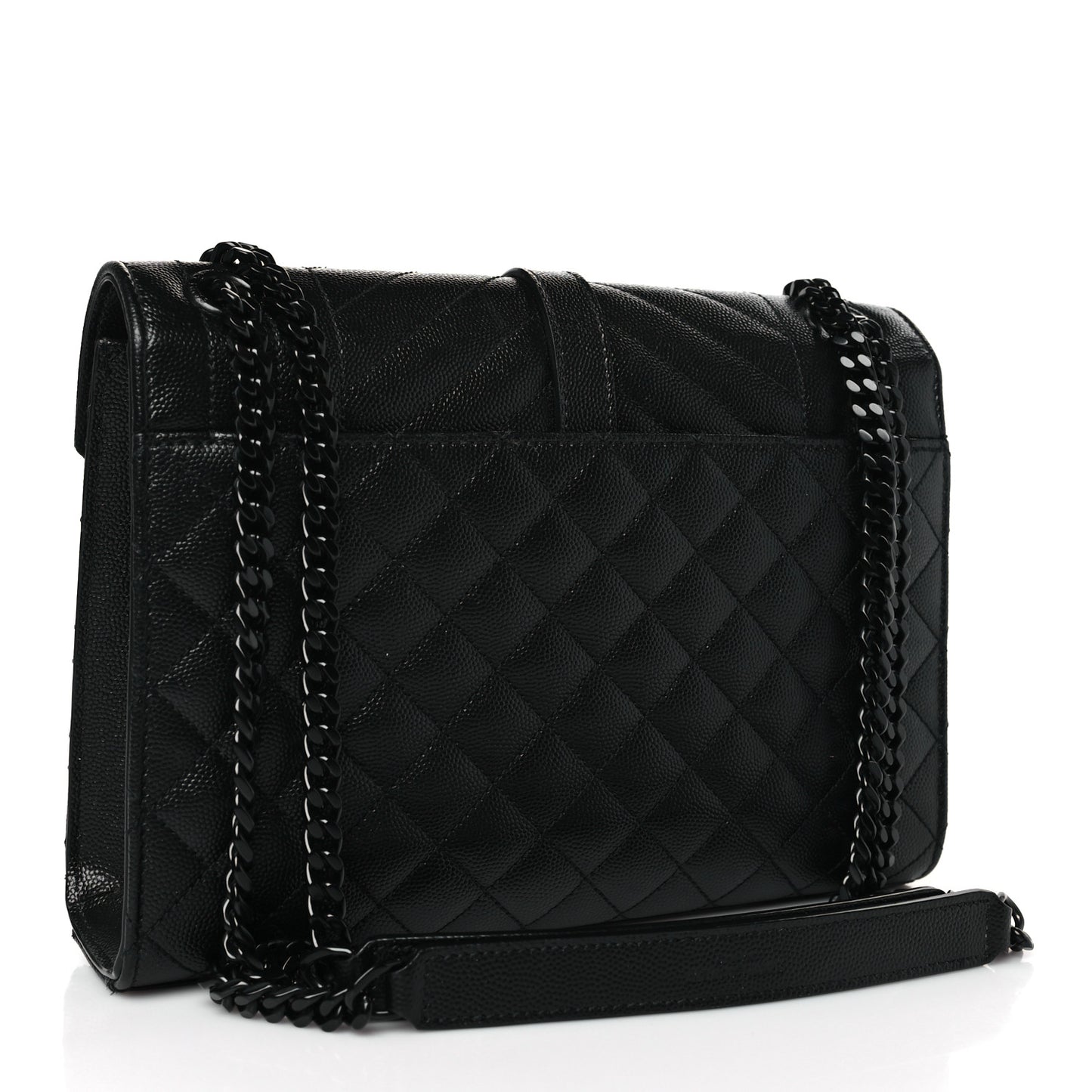 Grain De Poudre Textured Mixed Matelasse Triquilt Medium Monogram Monochrome Satchel Black