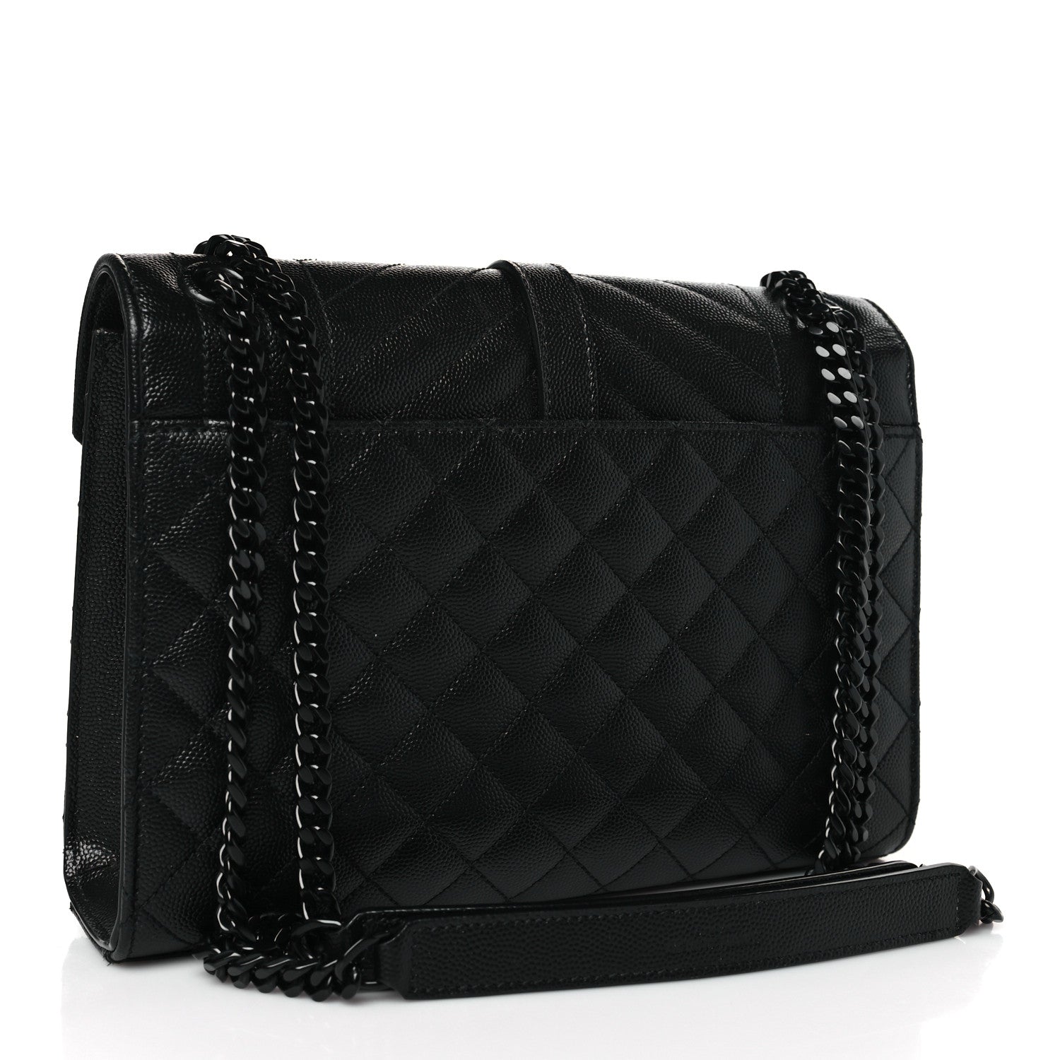 Saint Laurent Grain De Poudre Textured Mixed Matelasse Triquilt Medium Monogram Monochrome Satchel Black 3 of 8