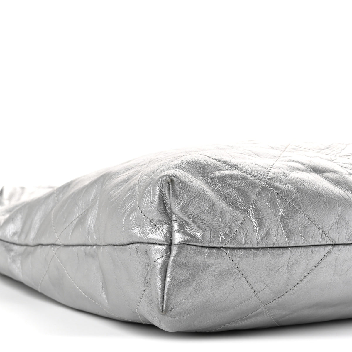 Metallic Calfskin Quilted Chanel 22 Silver