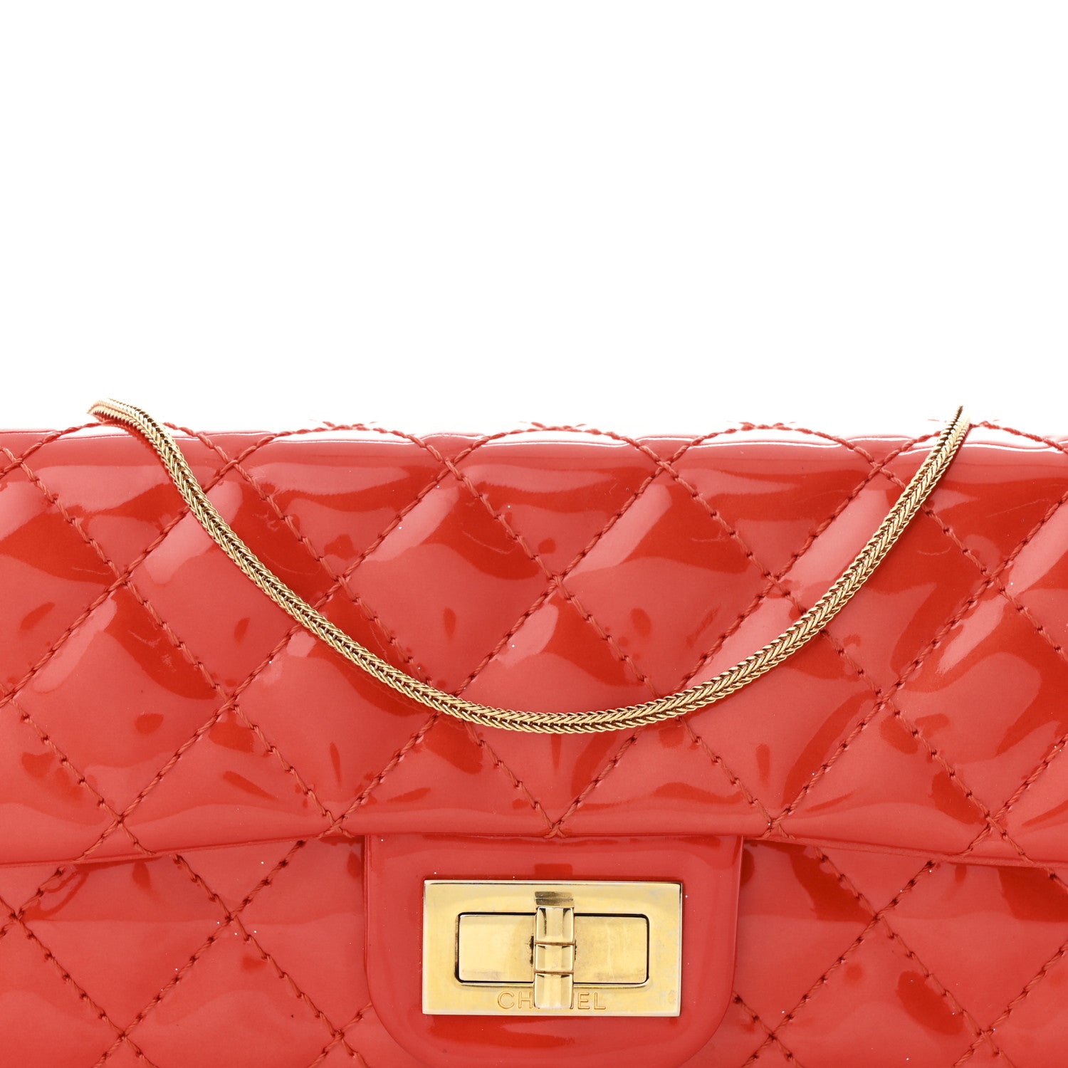 Chanel Patent Quilted 2.55 Reissue East West Clutch Red 7 of 9