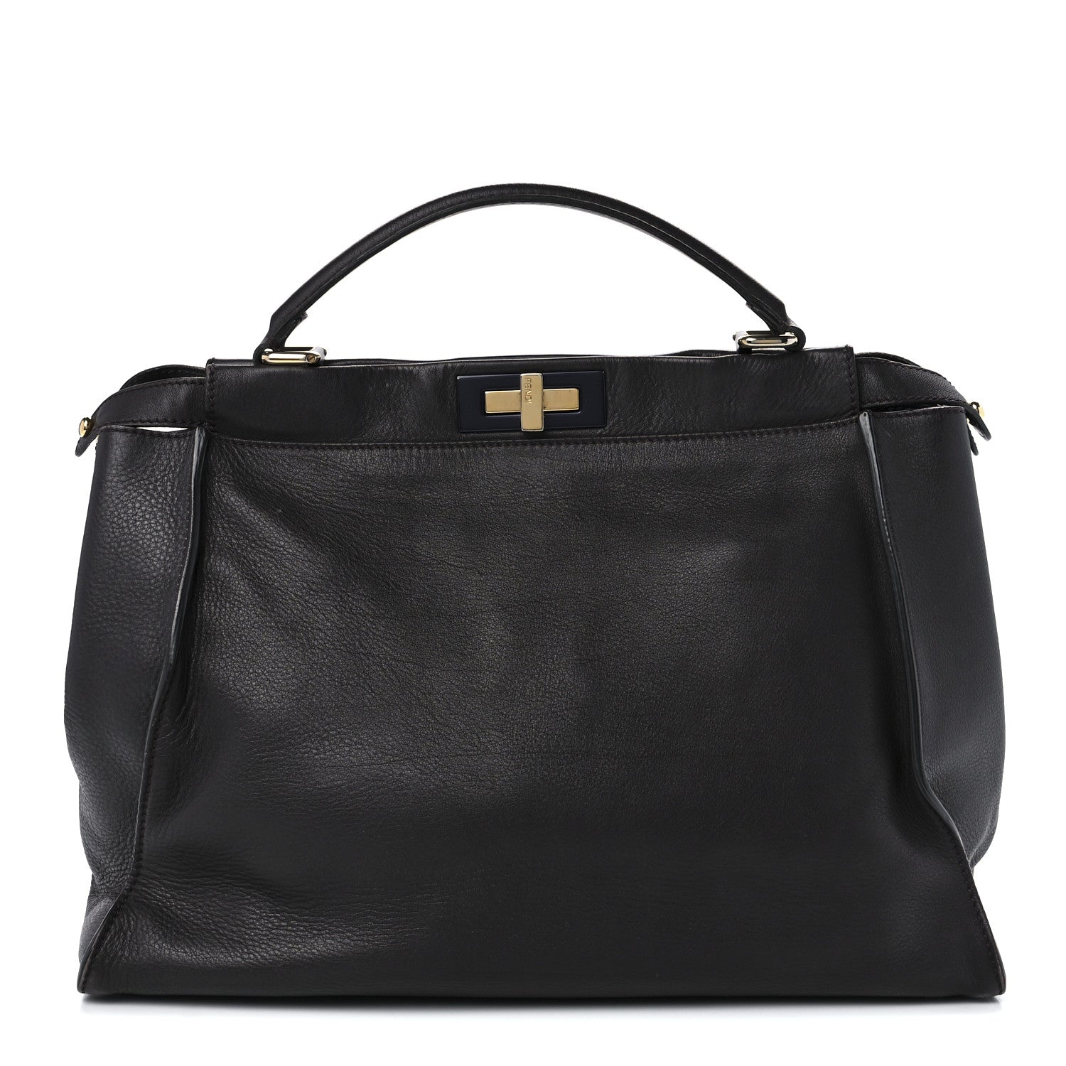 Fendi Vitello Dolce Marmol Large Peekaboo Iconic Satchel Ebano Blu Scuro 1 of 15