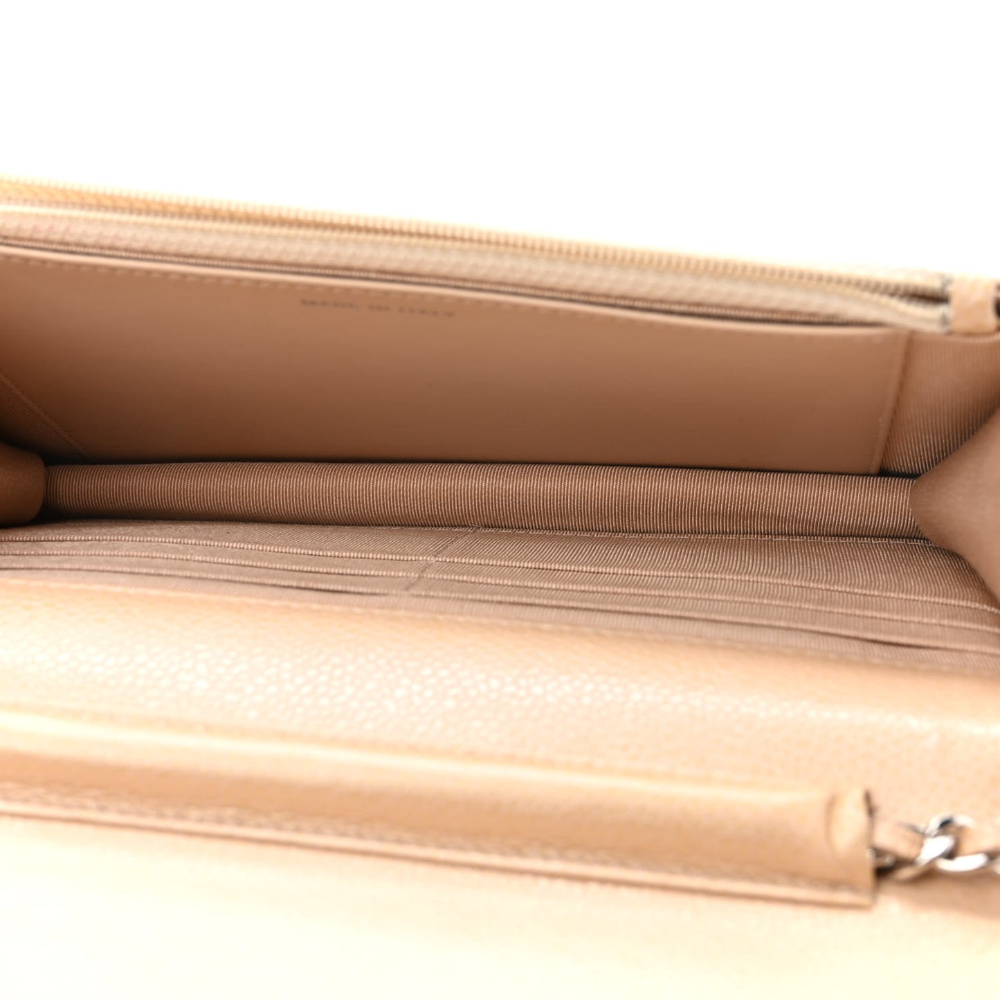Caviar Quilted Wallet On Chain WOC Beige