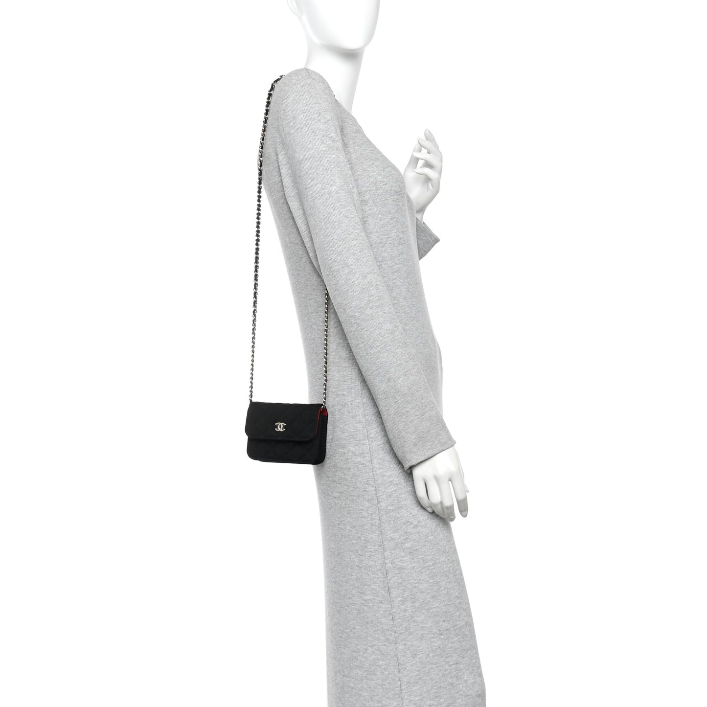 Jersey Quilted Mini VIP Clutch With Chain Black
