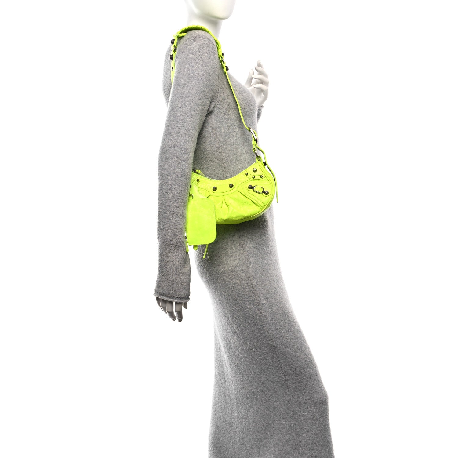 Balenciaga Agneau Arena Le Cagole Shoulder Bag XS Fluo Yellow 2 of 10