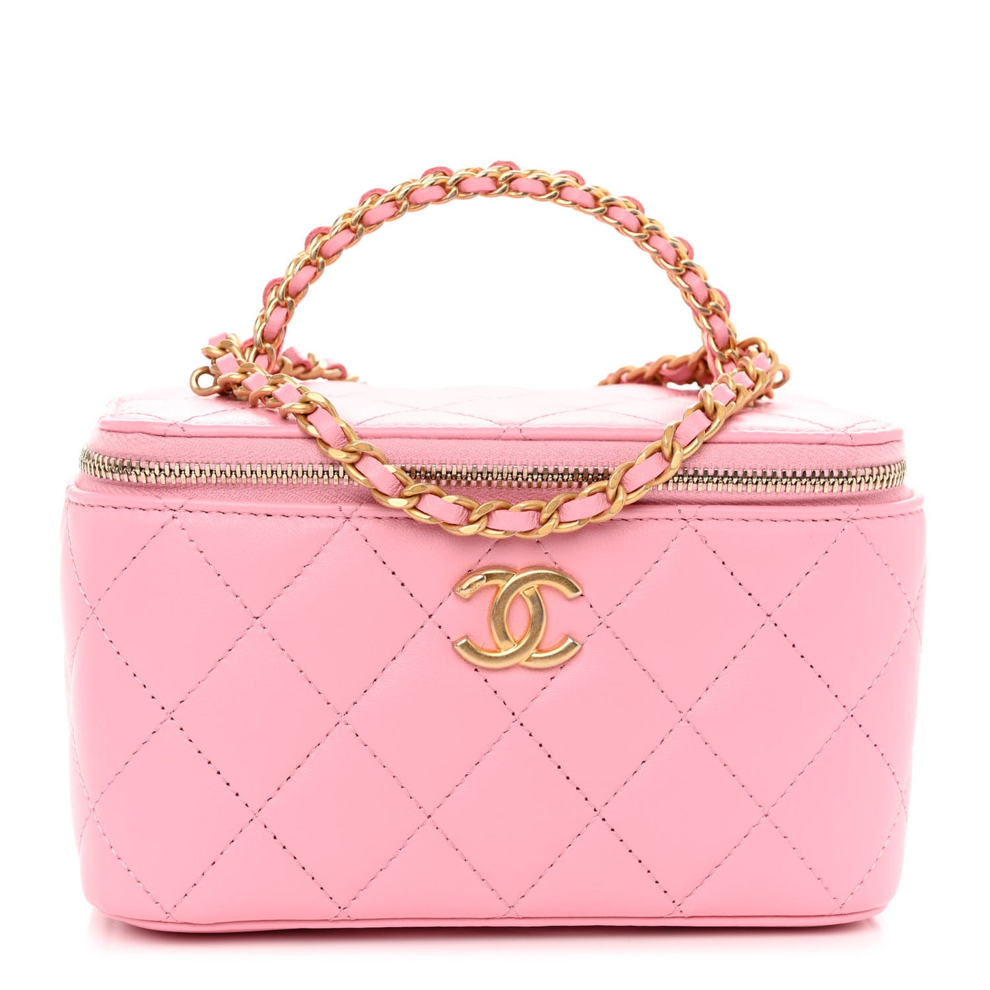 Lambskin Quilted Pick Me Up Vanity Case Pink