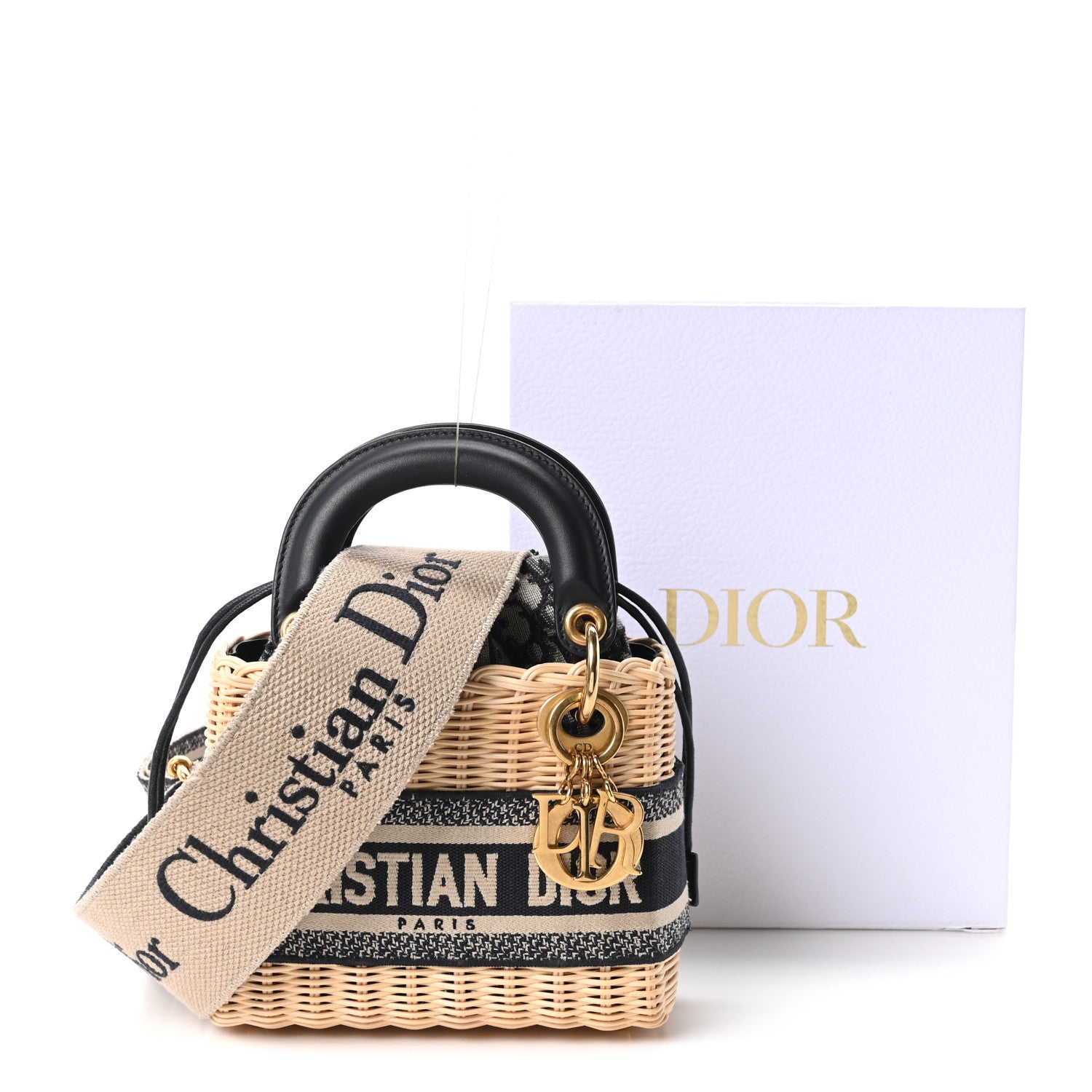 Christian Dior Wicker Oblique Mini Lady Dior Bag Blue 1922629
