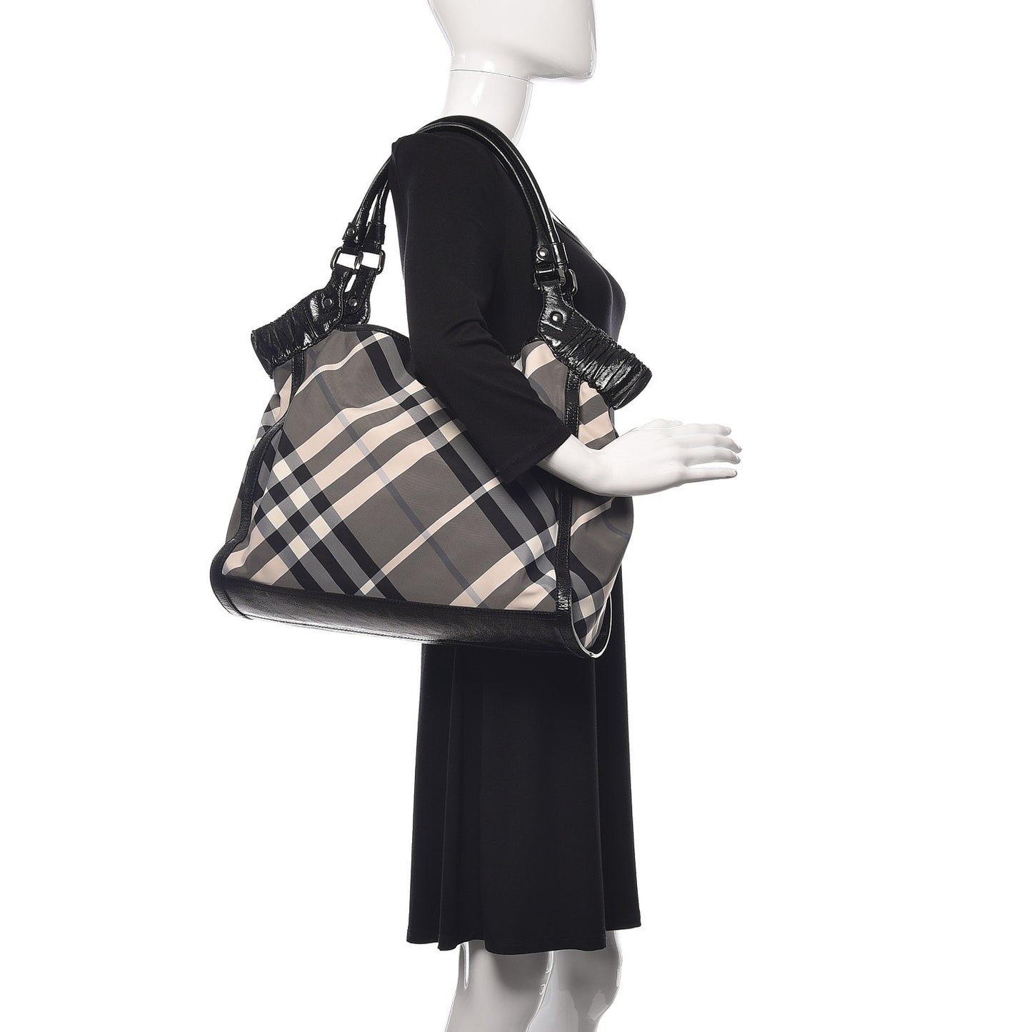 Nylon Beat Check Tote Black
