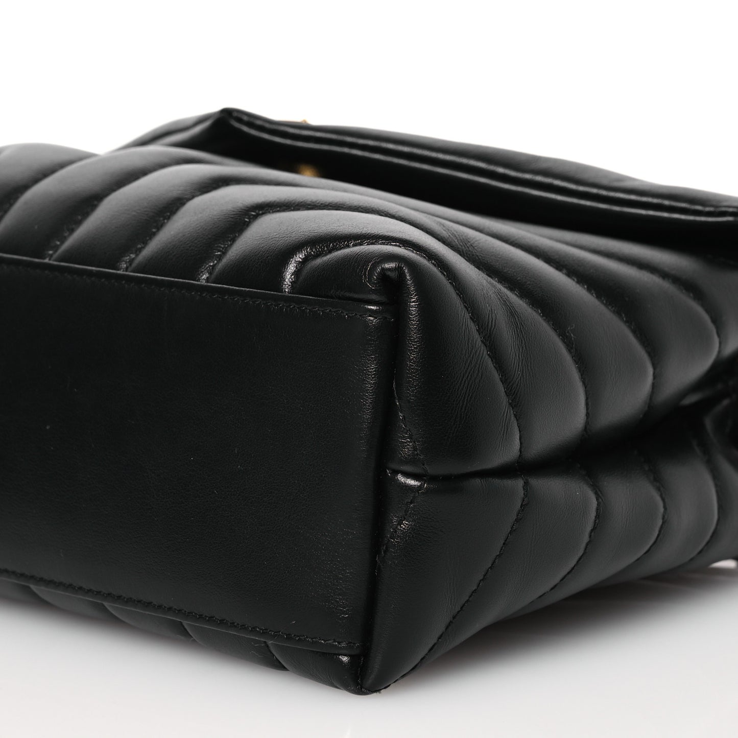 Calfskin Y Quilted Monogram Small Loulou Chain Satchel Black