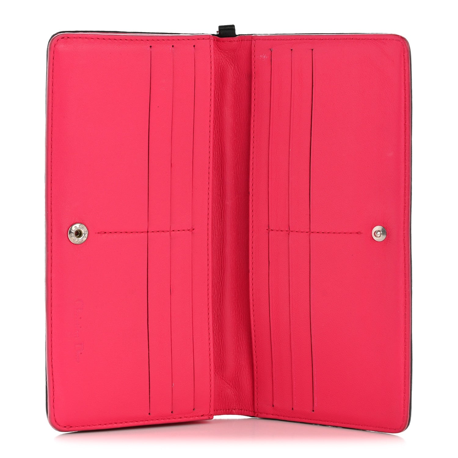 Christian Dior Lambskin Cannage Bi-Color Lady Dior Flap Card Holder Black Pink 5 of 12